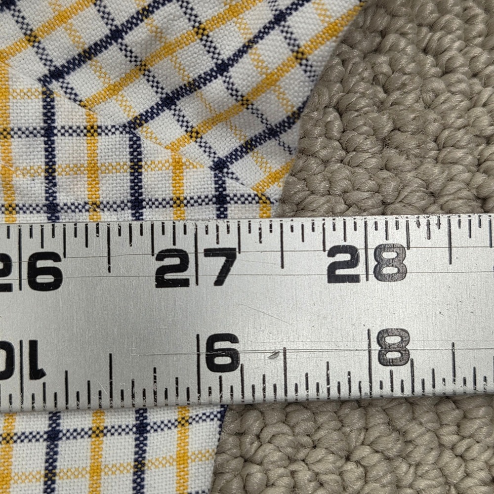 Ralph Lauren Yarmouth Mens 17.5 36/37 Flesh Pony Oxford Shirt Navy Yellow Check - Picture 6 of 7